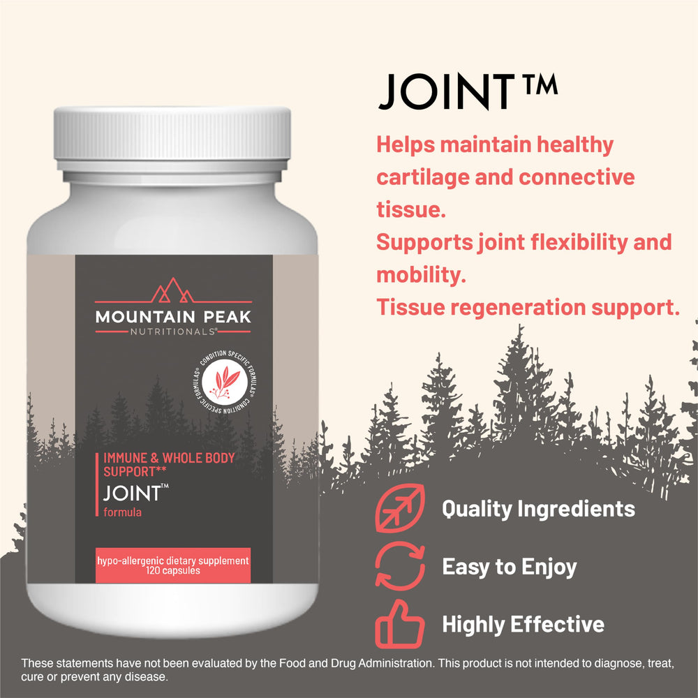 Mountain Peak Joint Formula capsules ready to promote mobility.