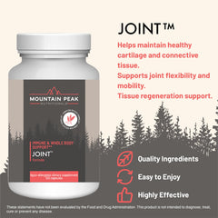 Mountain Peak Joint Formula capsules ready to promote mobility.