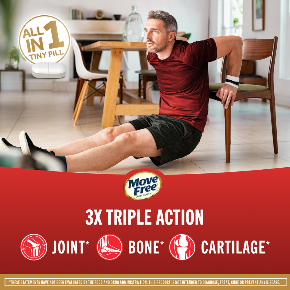Move Free Ultra Triple Action bottle side shows 30 servings for easy daily dosing.