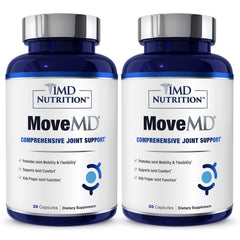 MoveMD bottle front with a 2-pack display for daily joint support.