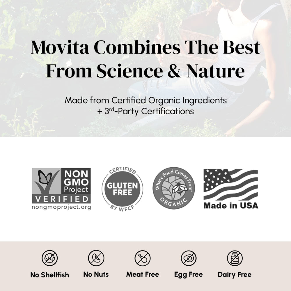 Movita ingredients sourcing on organic farm emphasizes sustainability.