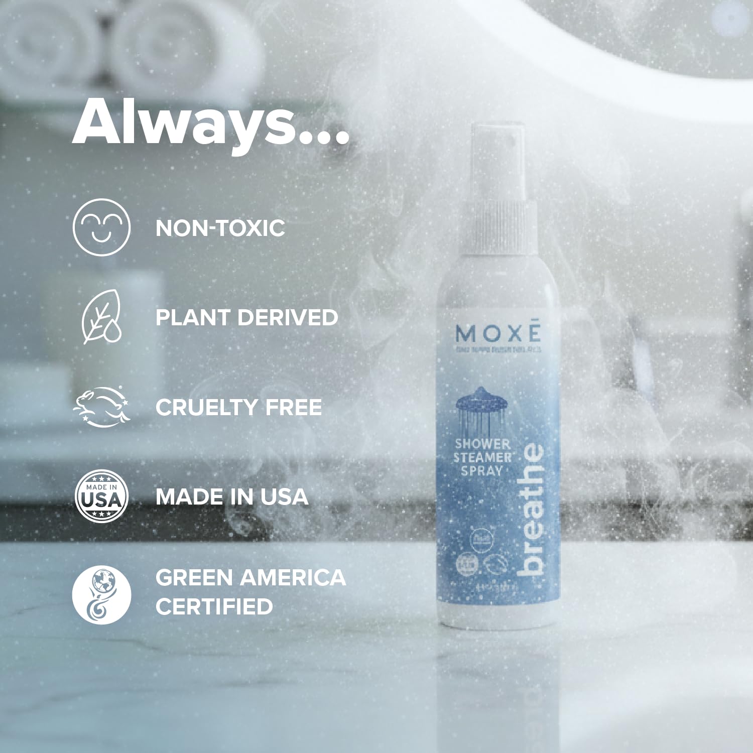 MOXE Breathe room scent close-up suggesting fresh linens and textiles