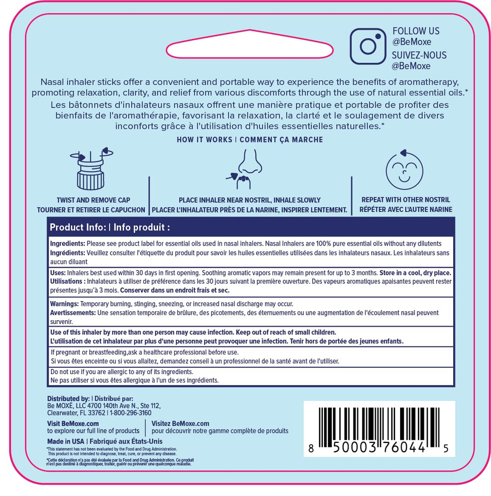 MOXE Dream nasal inhaler with lavender highlights soothing scent for relaxation before sleep.