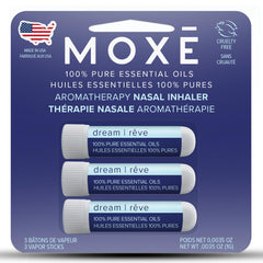 MOXE Dream nasal inhaler packaging signals a convenient nightly ritual for calm.