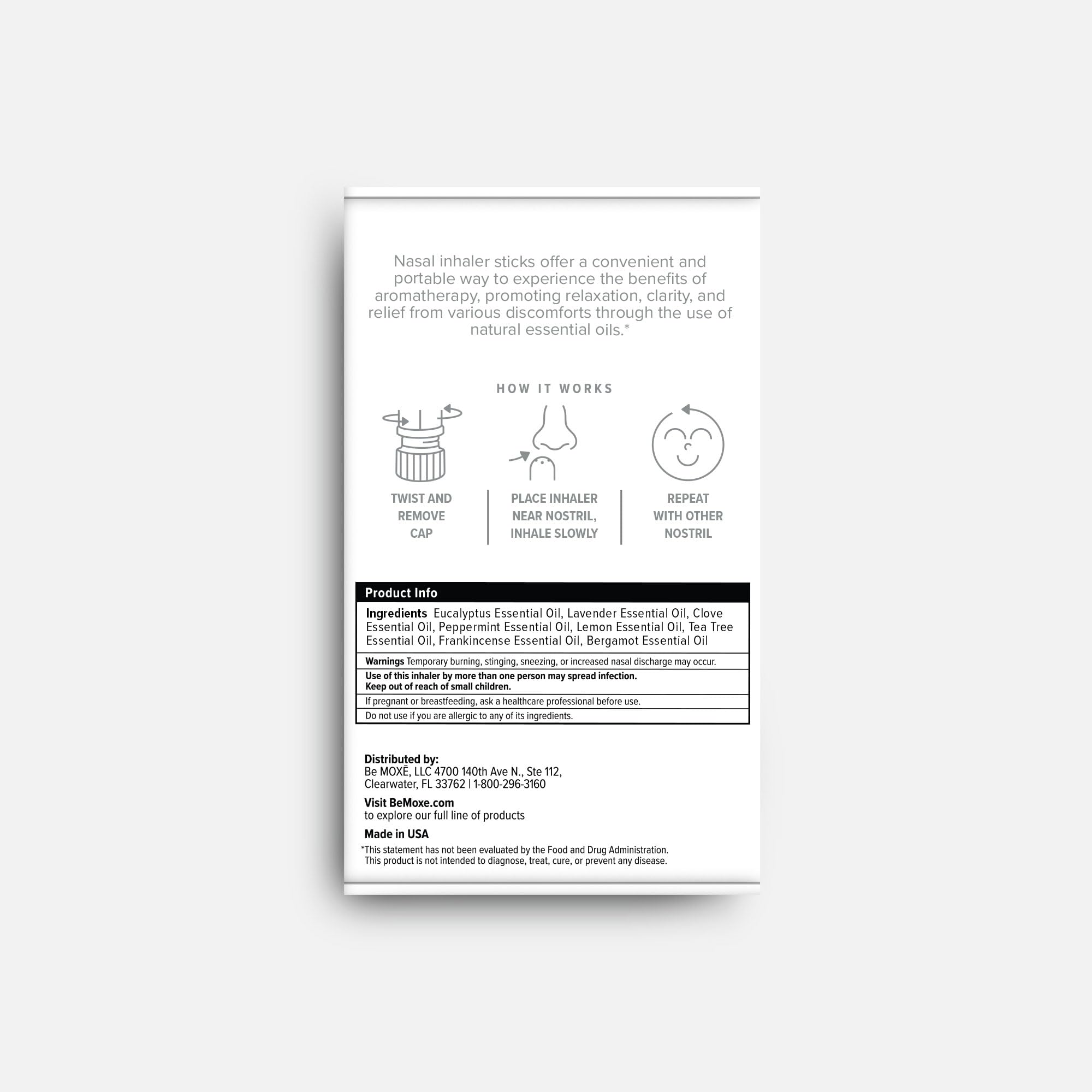 MOXE bergamot nasal inhaler for uplifting fragrance and mood balance