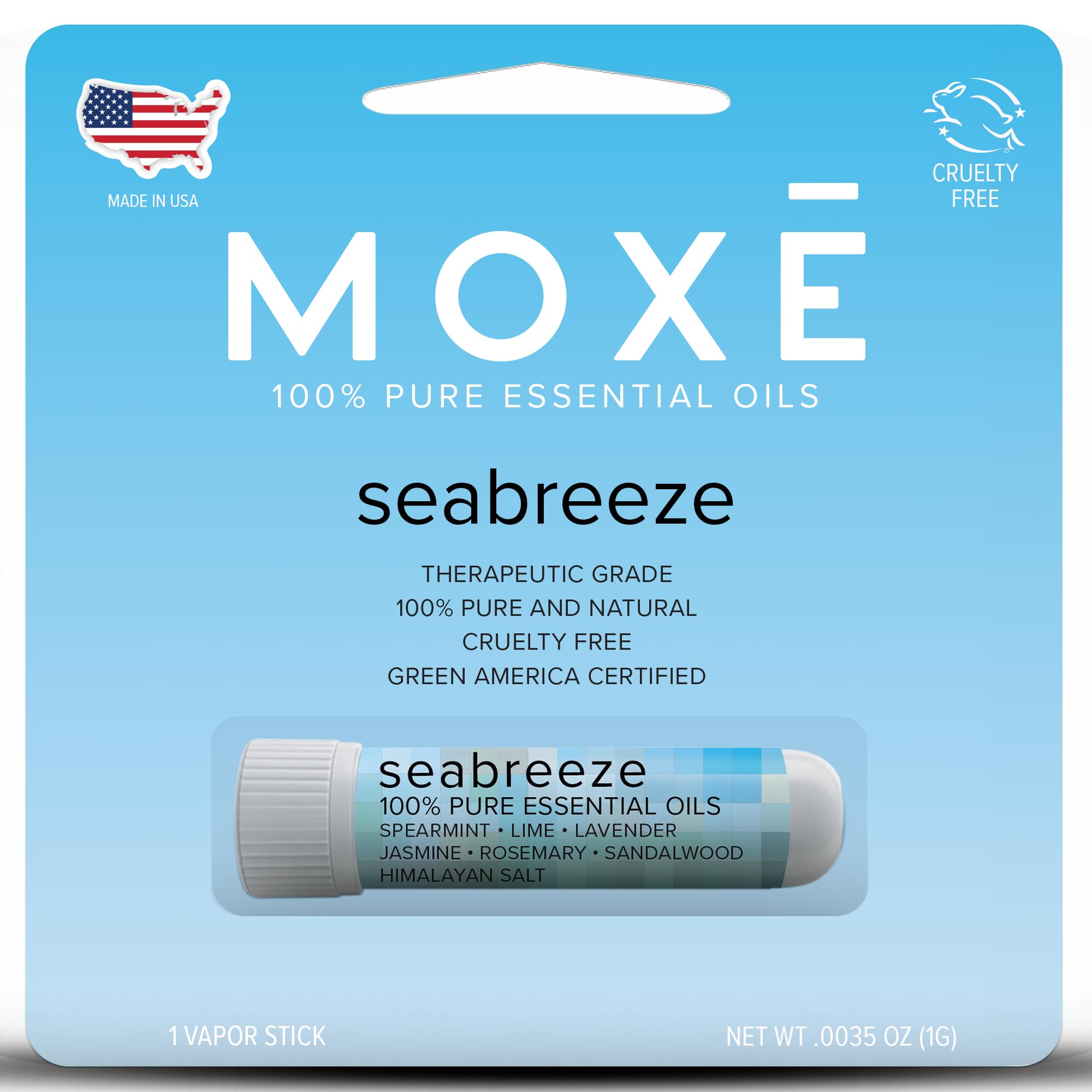 MOXE Seabreeze nasal inhaler packaging for on-the-go aromatherapy.