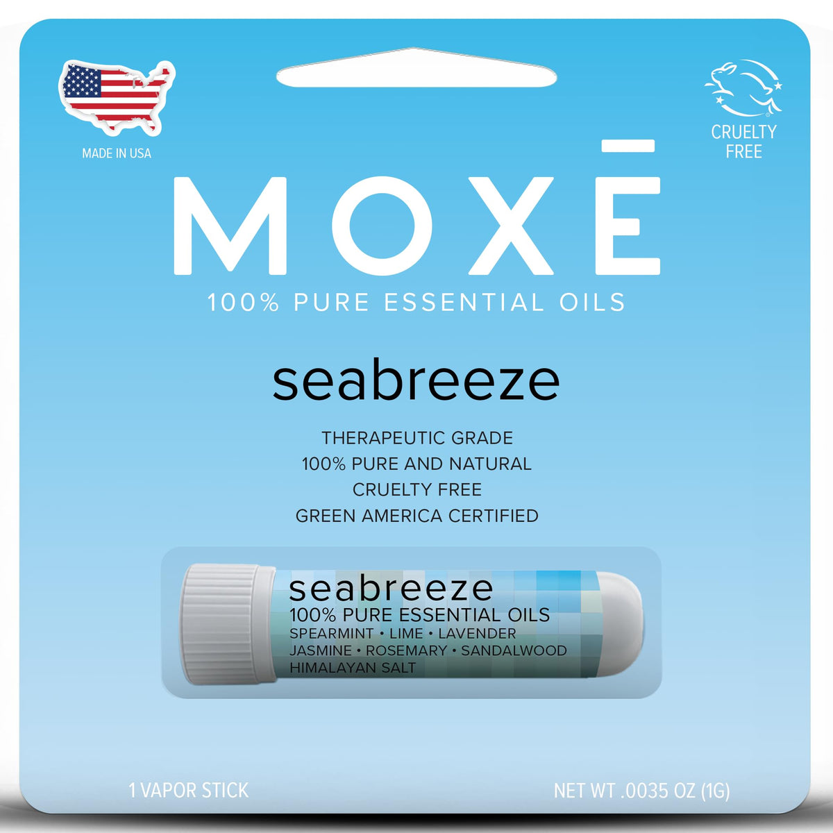 MOXE Seabreeze nasal inhaler packaging for on-the-go aromatherapy.