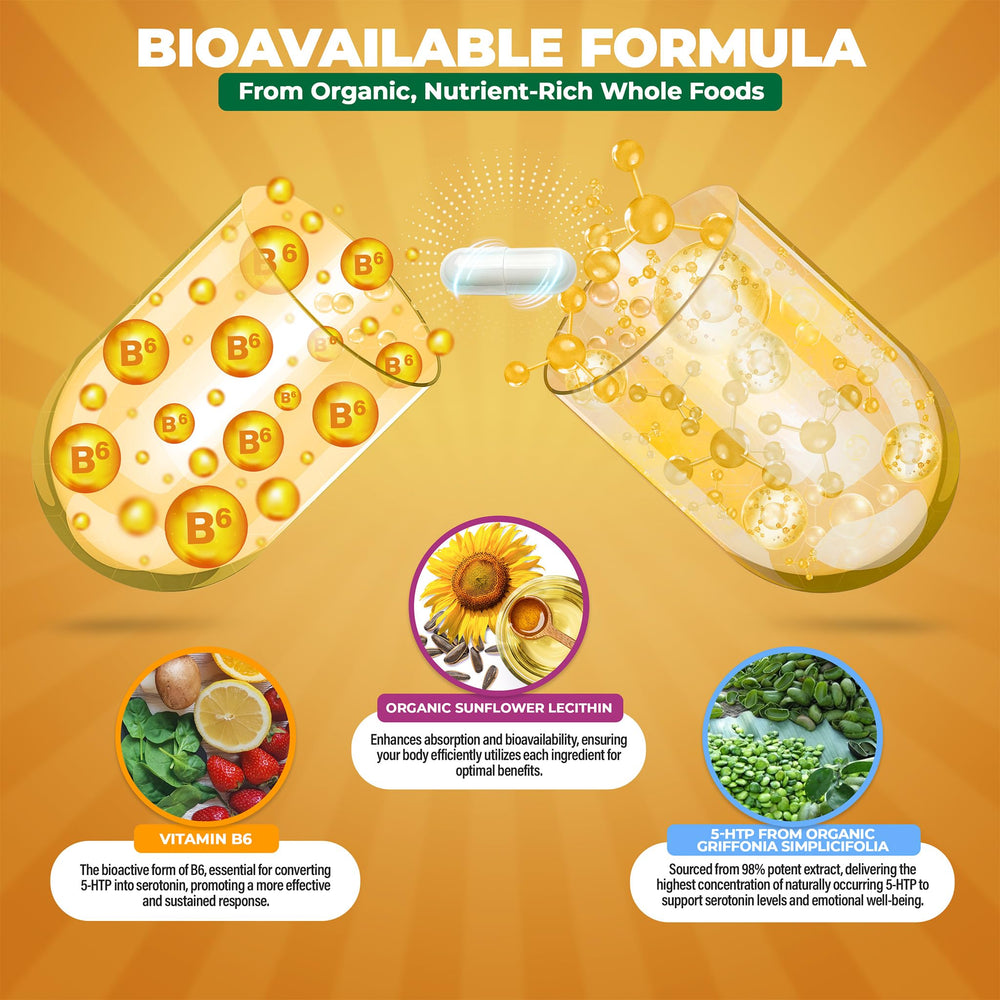 MoxyVites 5HTP Griffonia source image emphasizing organic plant extract