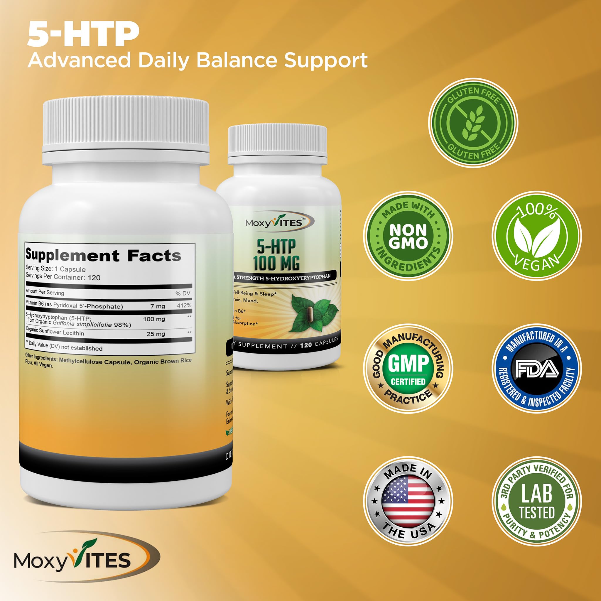 MoxyVites 5HTP sunflower lecithin illustration for absorption support