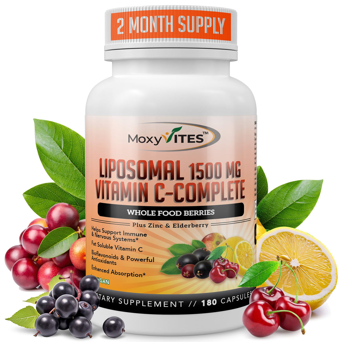MoxyVites liposomal Vitamin C with zinc bottle for immune support