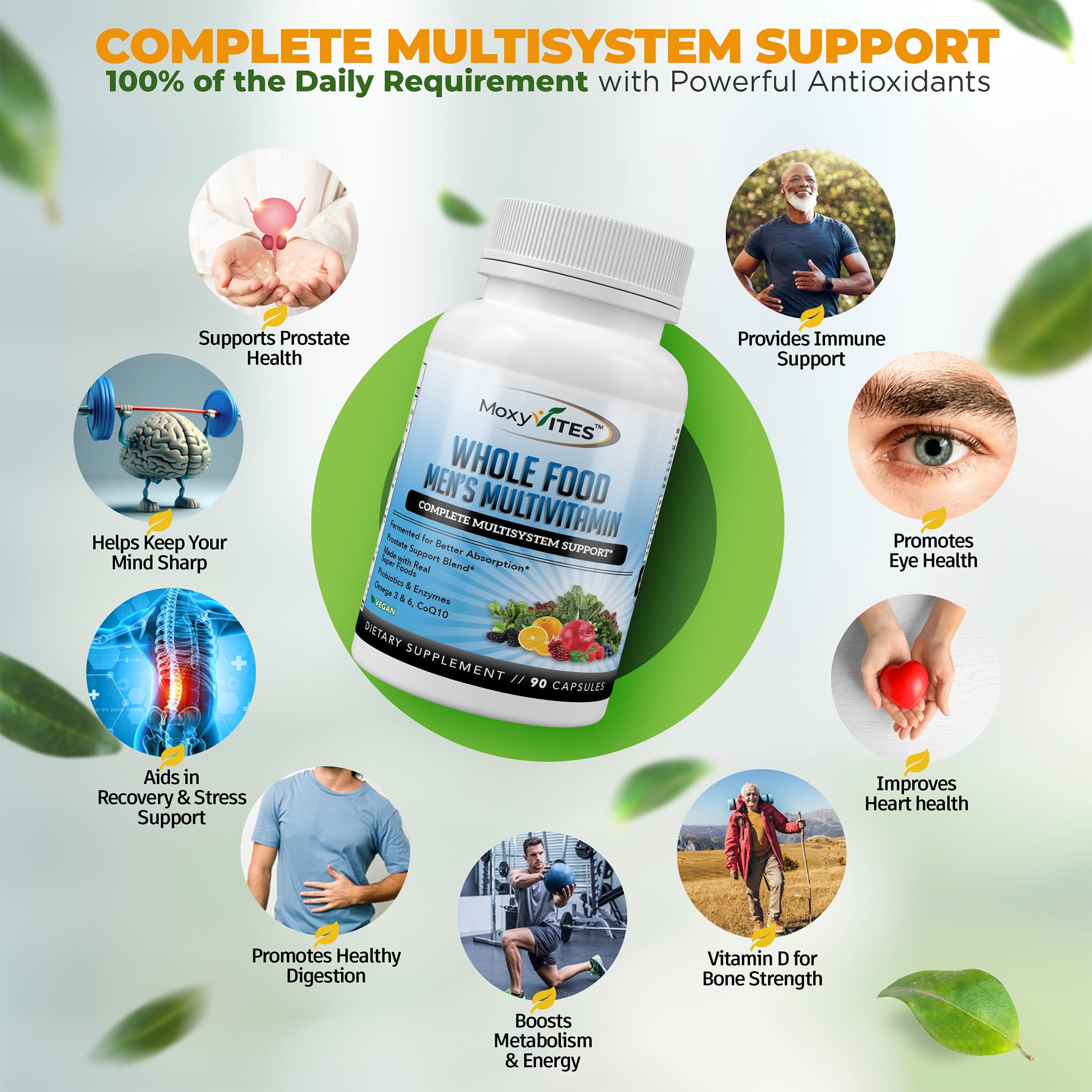 MoxyVites label displays 44 real foods emphasizing natural nutrition for daily wellness.