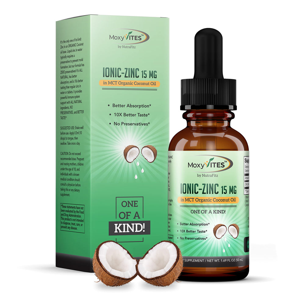 MoxyVites zinc drops pour bottle for easy dosing and strong immune support.