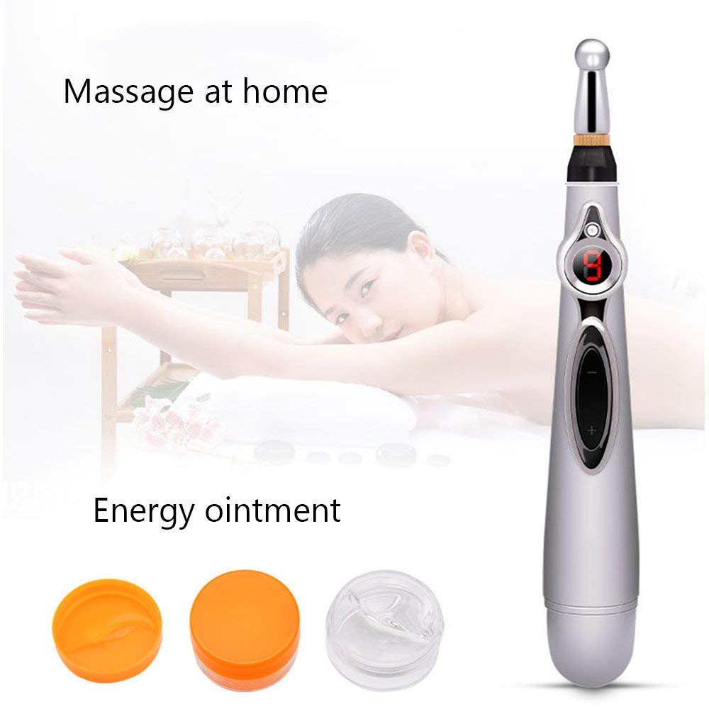 MQFORU Electronic Acupuncture Pen showing adjustable intensity control for personalized sessions