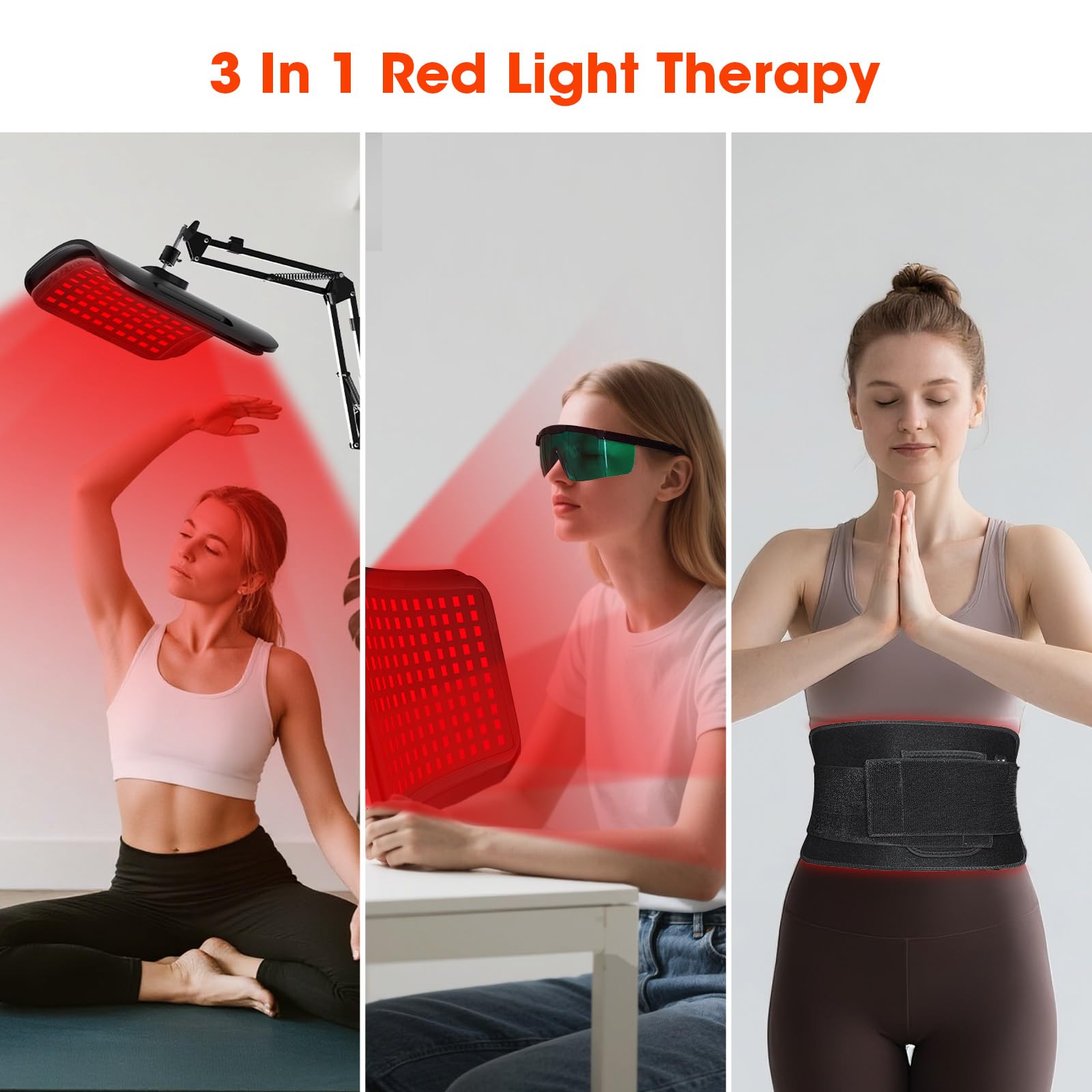 MQHOOB red light therapy lamp on adjustable stand for easy positioning.