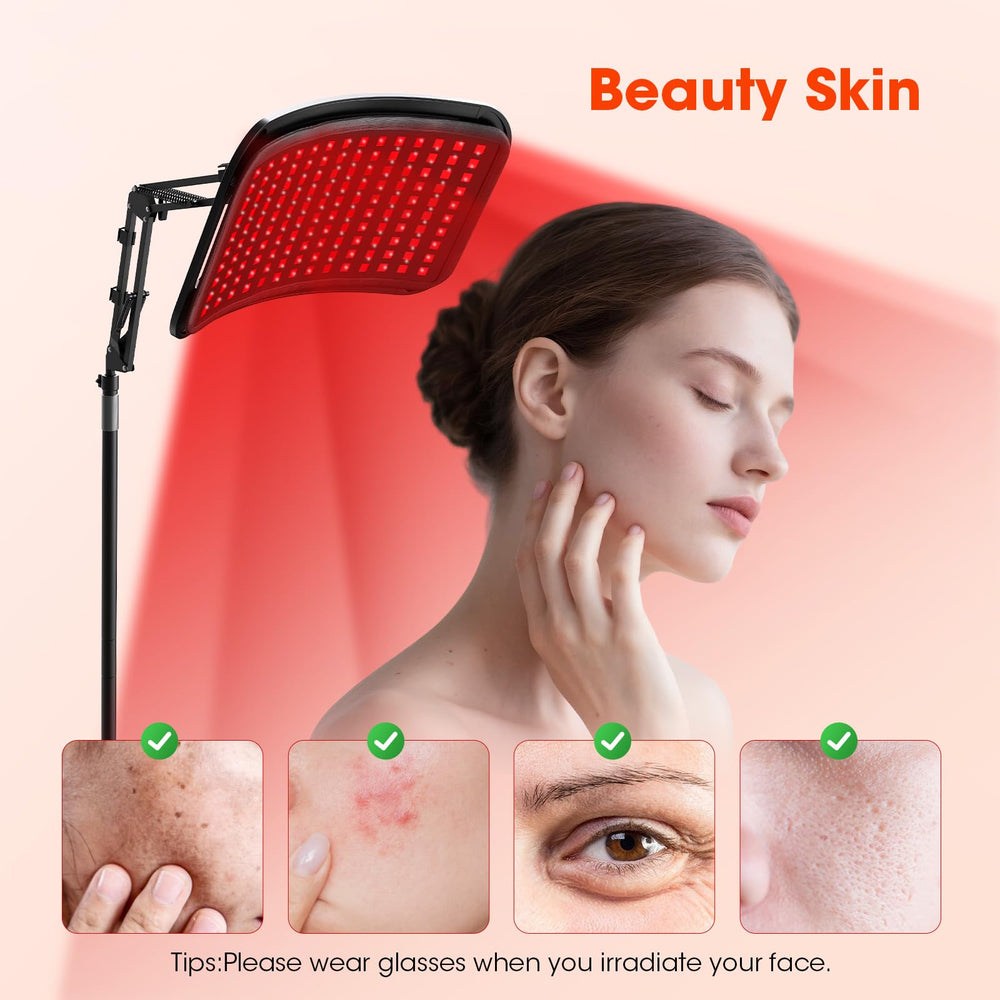MQHOOB red light therapy lamp on back and shoulders after workouts.
