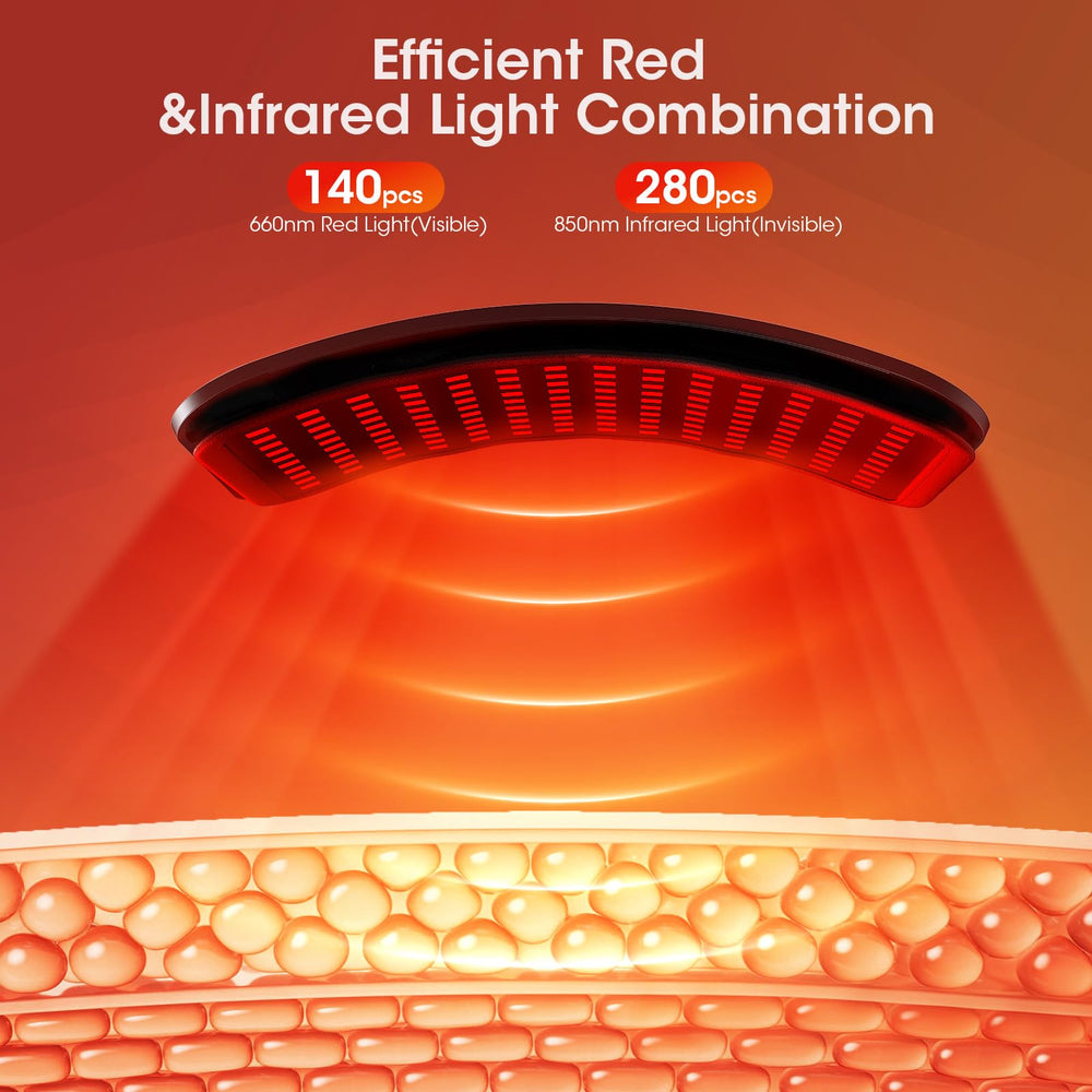 MQHOOB red light therapy lamp applied to the face for targeted light therapy.