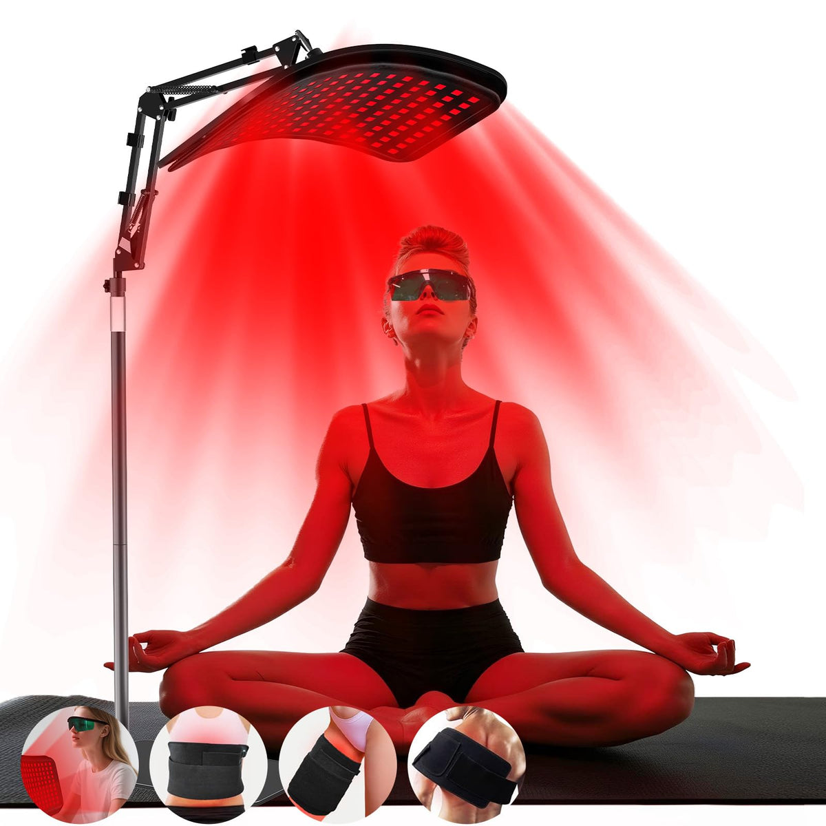 MQHOOB red light therapy lamp front view for convenient whole-body home use.
