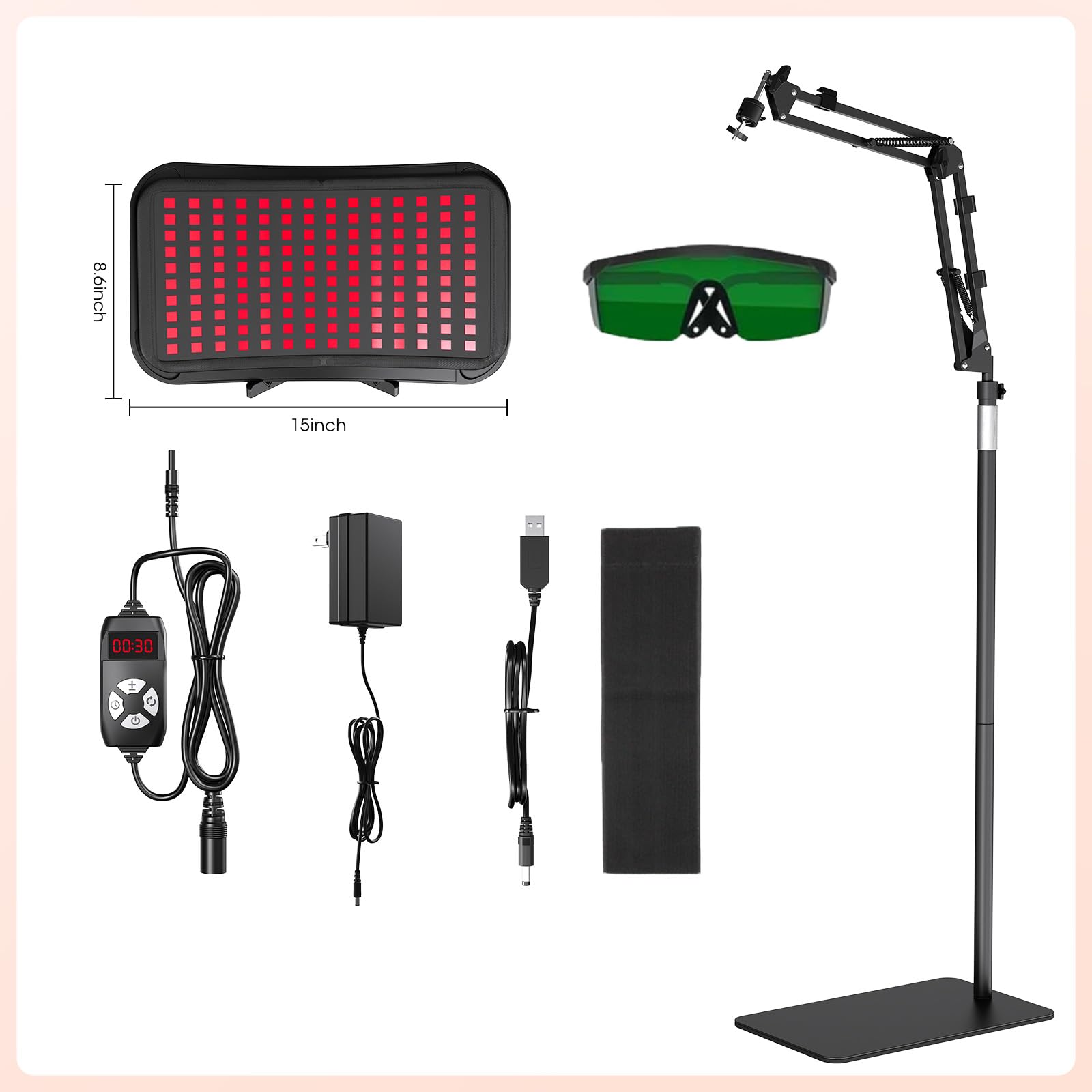 MQHOOB red light therapy lamp control panel for quick adjustments.