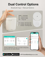 MQLMF diffuser with Bluetooth app control for timers and schedules.