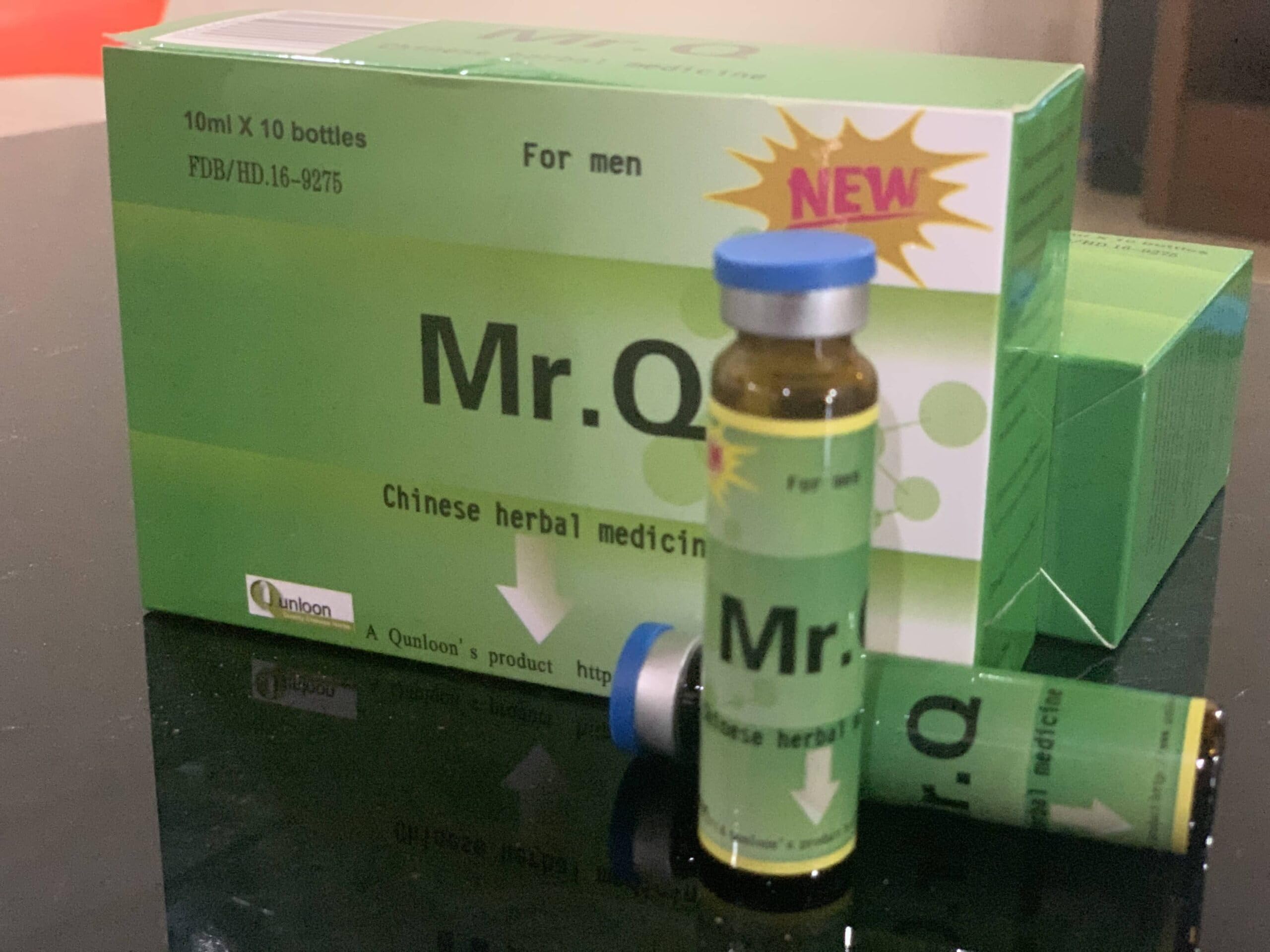 Mr. Q packaging displaying ten 10ml bottles for convenient home use