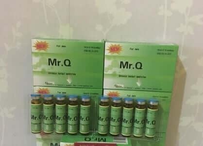 Mr. Q ingredient list close-up highlighting herbal blends