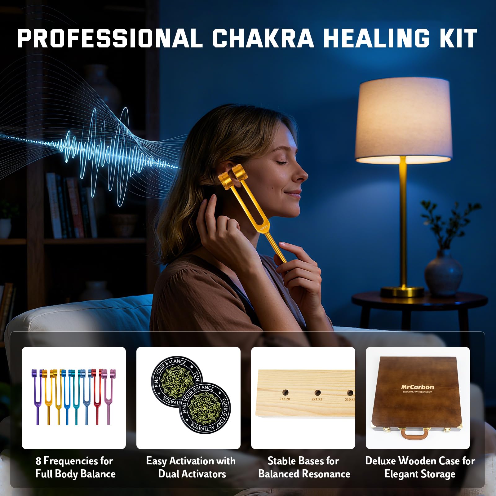MrCarbon Chakra Tuning Fork 210.42Hz complements energy work