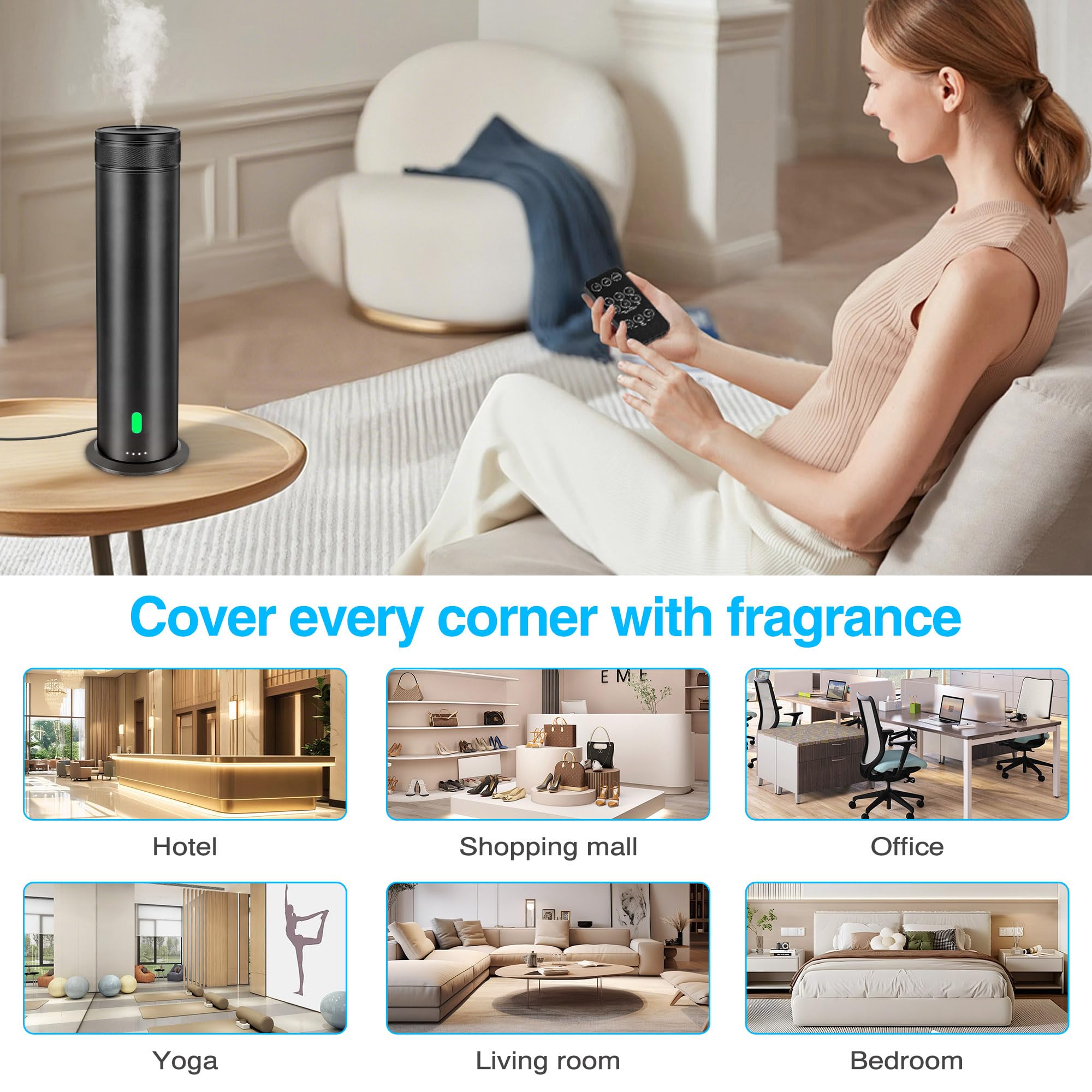 Mriykio diffuser in hotel rooms enhances guest ambience.
