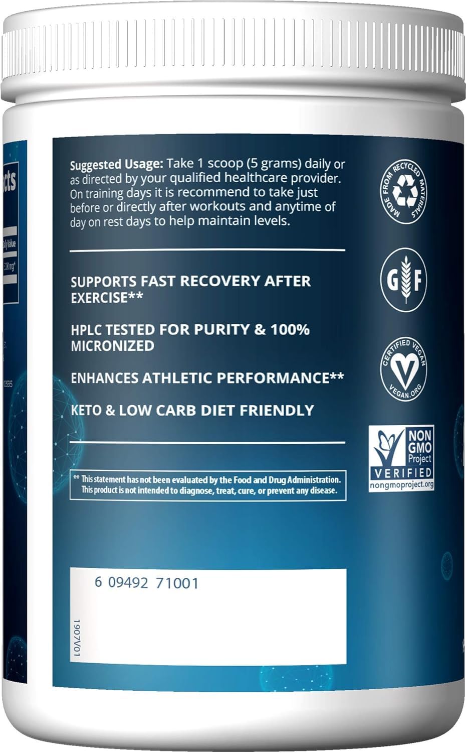 MRM Creatine Monohydrate Powder packaging highlights micronized powder for better dissolution