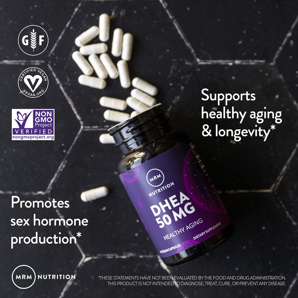 MRM DHEA two-bottle pack for convenient daily use.