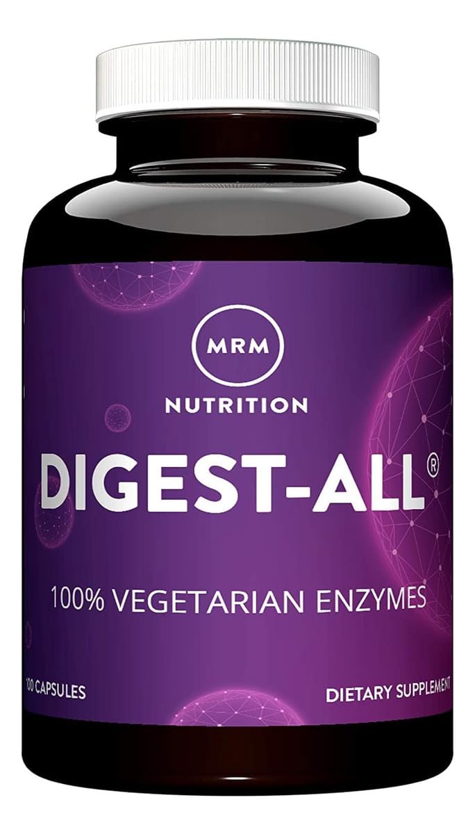 MRM Digest-All bottle front showcases gluten-free, vegetarian digestive enzyme support.