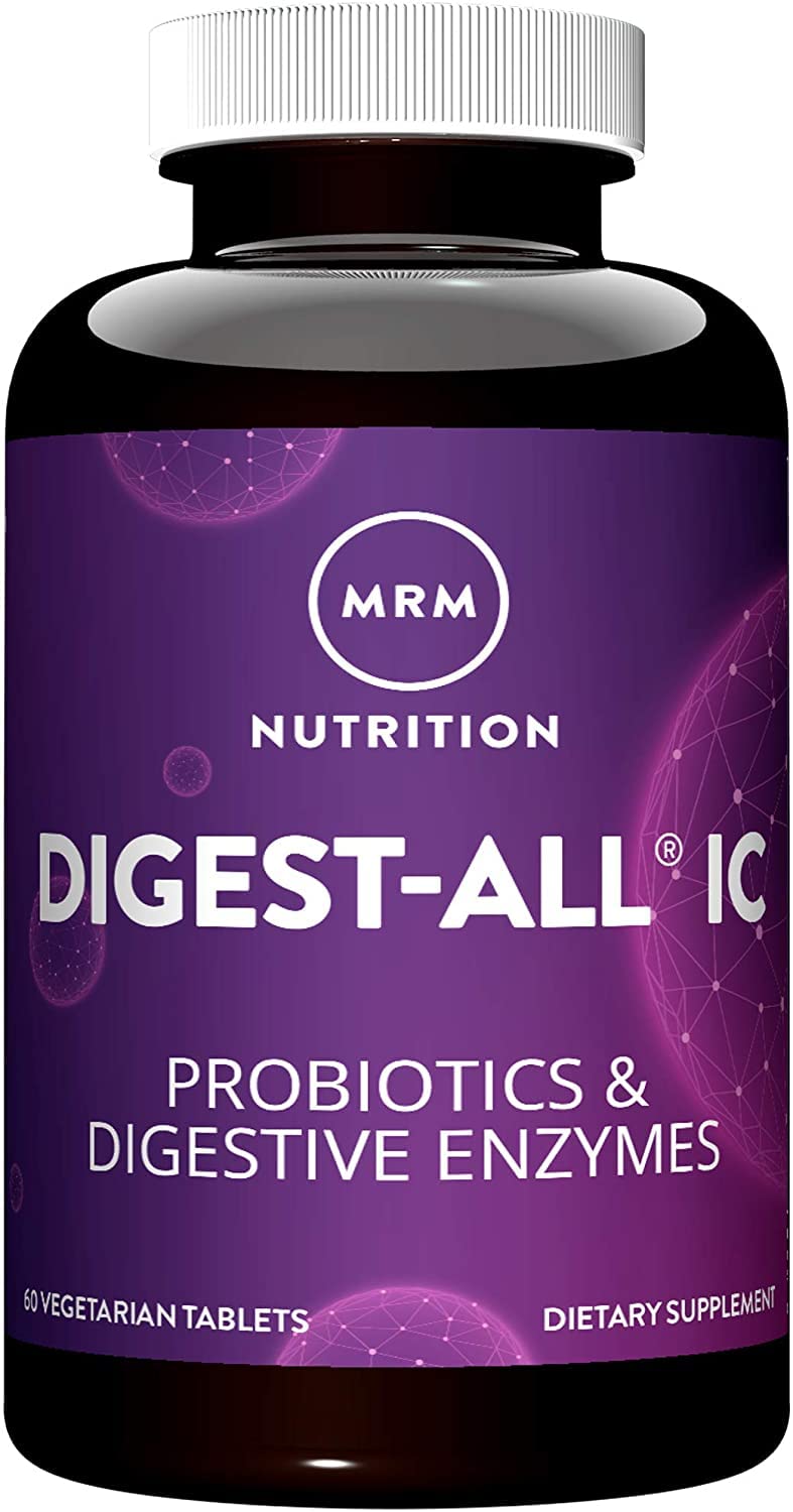 MRM Digest-All IC Probiotics bottle with capsules supports comfortable digestion.