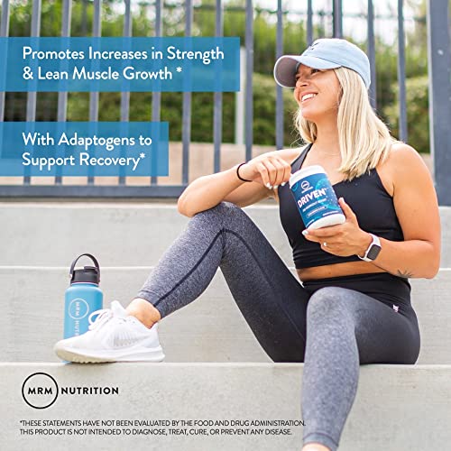 MRM Driven pre-workout glass with water shows hydration-friendly energy during sessions.