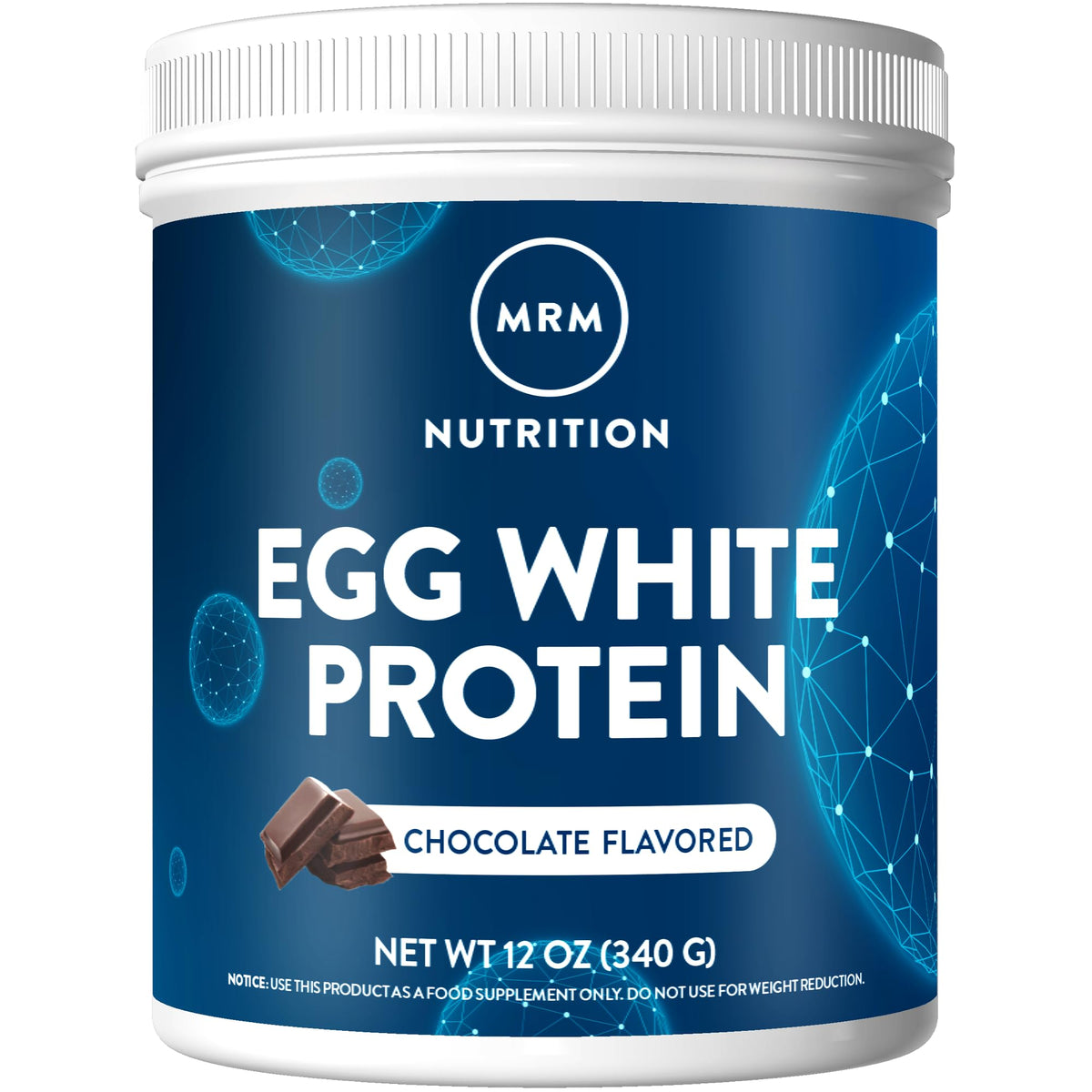 MRM Egg White Protein Chocolate tub front highlighting lean protein for workouts