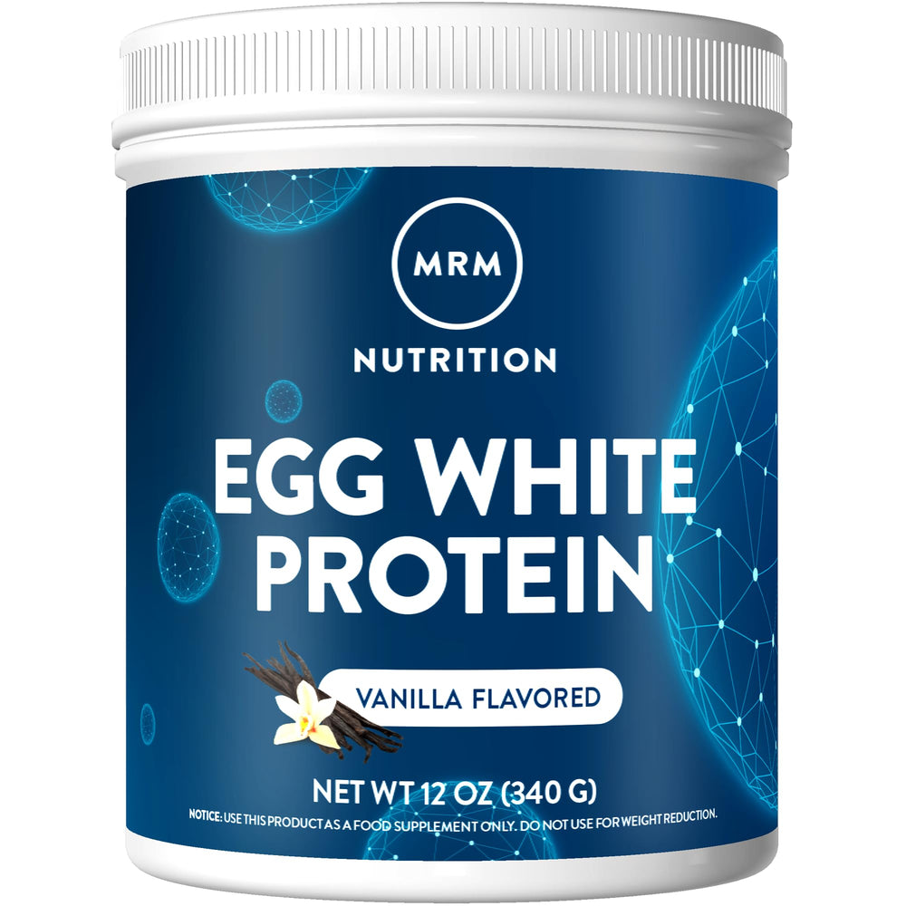 MRM Egg White Protein Vanilla bottle highlights fat-free protein for lean muscle support