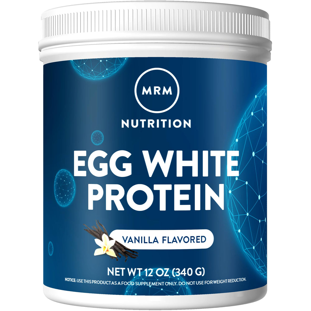 MRM Egg White Protein Vanilla bottle highlights fat-free protein for lean muscle support
