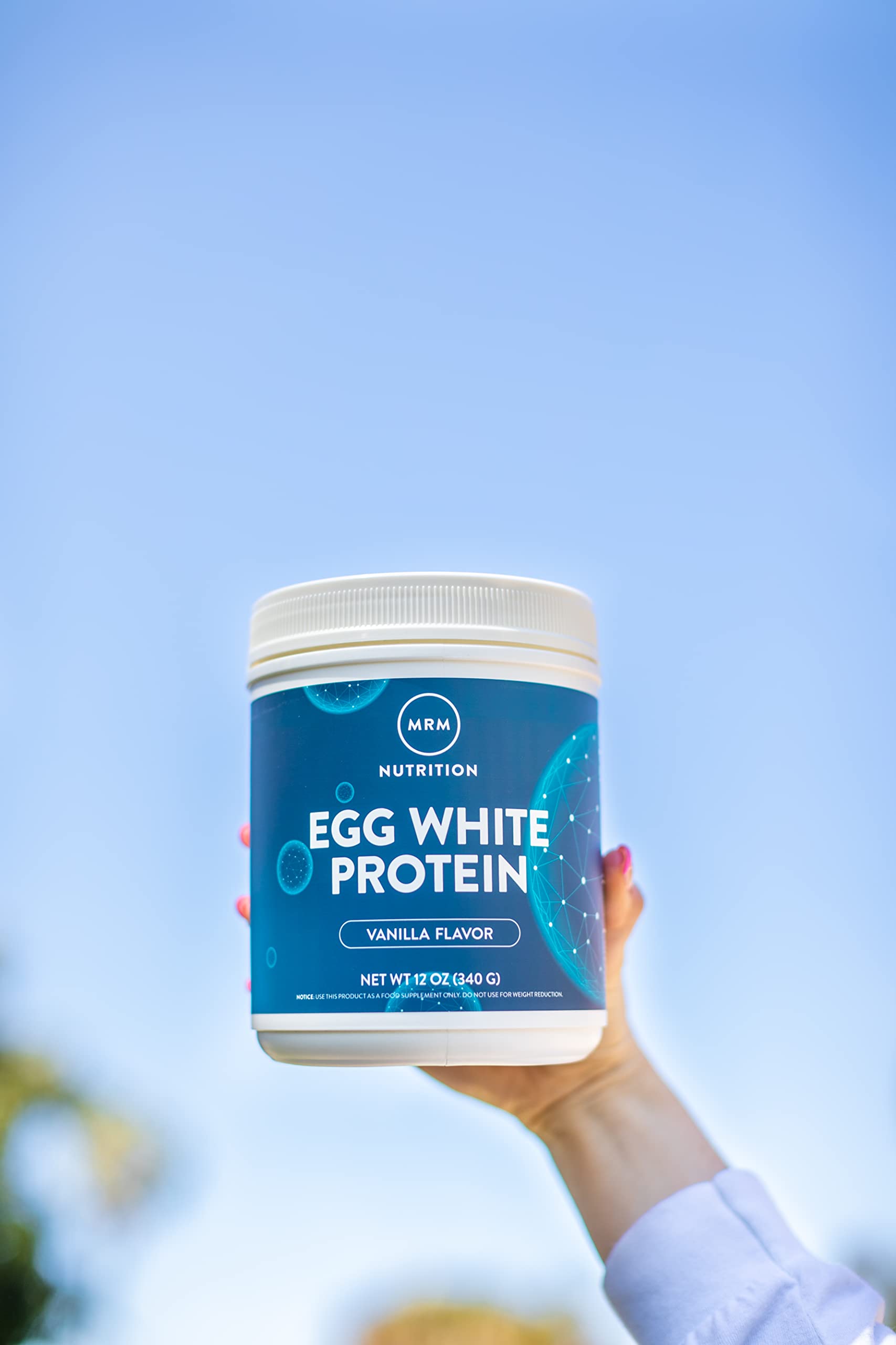 MRM Egg White Protein Vanilla shake glass shows versatile mixing for meals