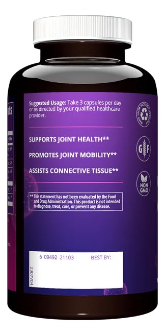 MRM label details showing dosage for cartilage health and resilience