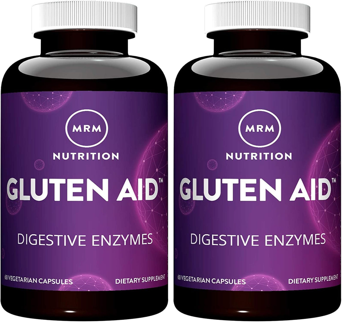 MRM Gluten-Aid bottle front, highlighting gluten-free digestive enzyme support.