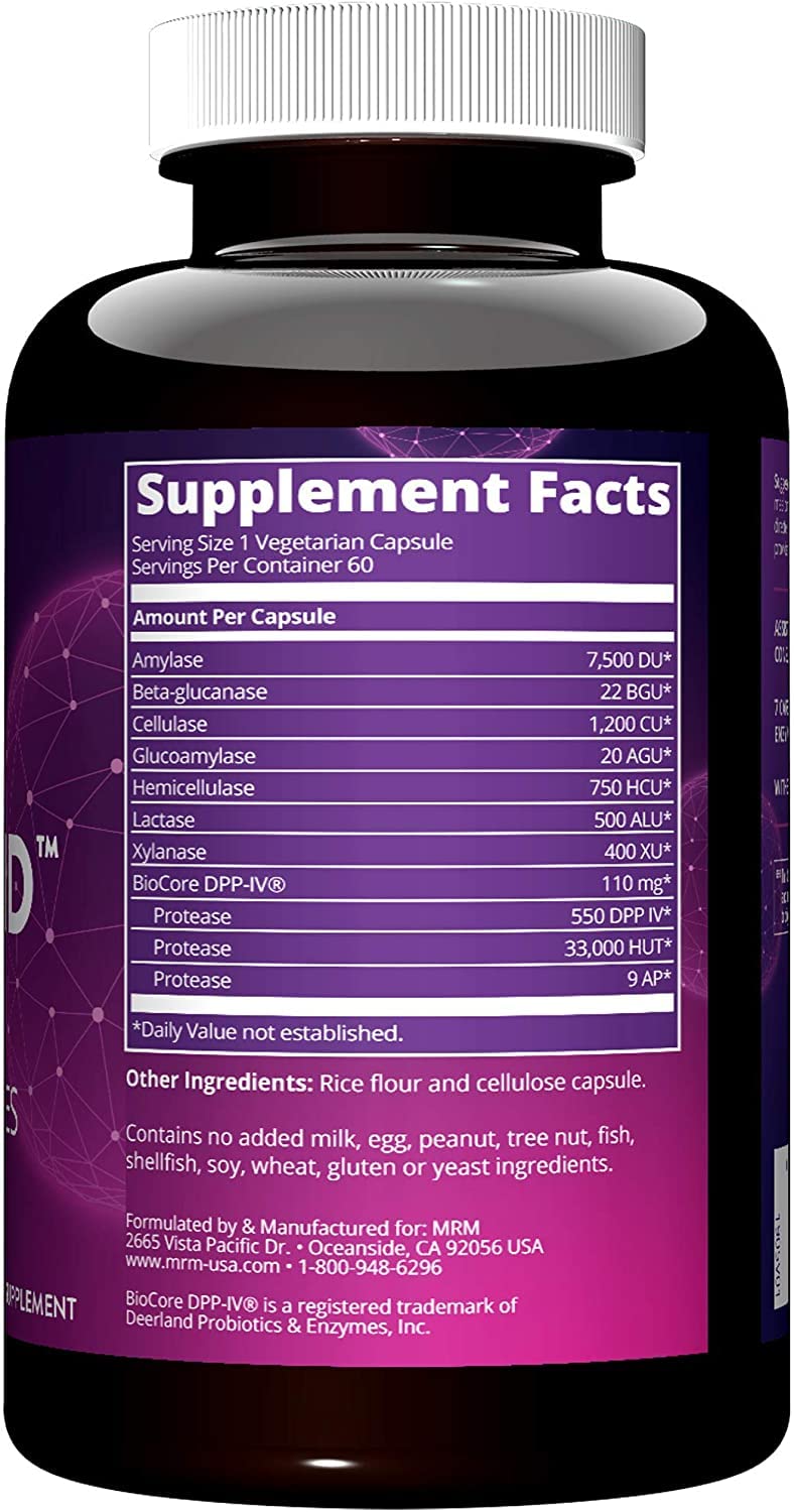 MRM Gluten-Aid capsules close-up, showcasing DPP-IV powered digestion.