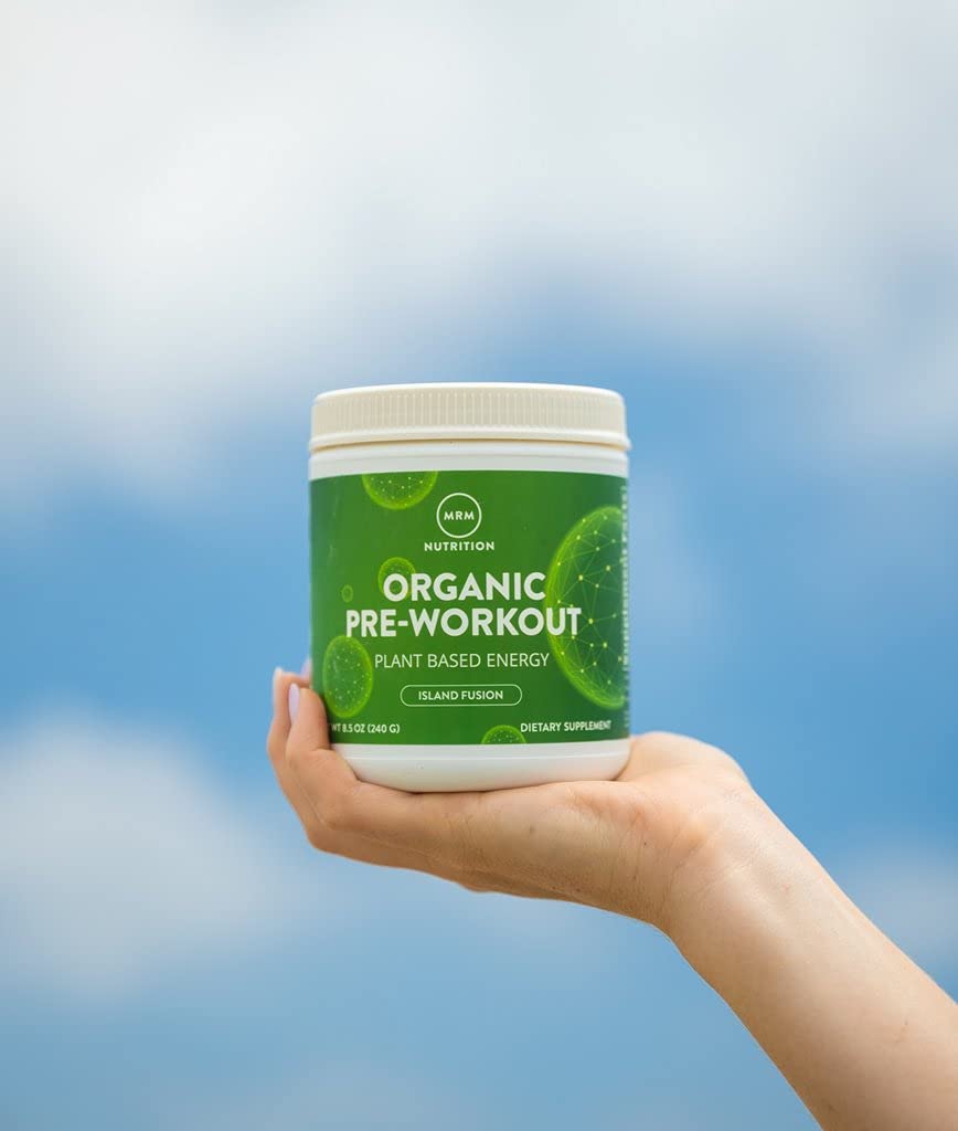 Organic ingredients graphic on MRM Island Fusion label highlights purity.