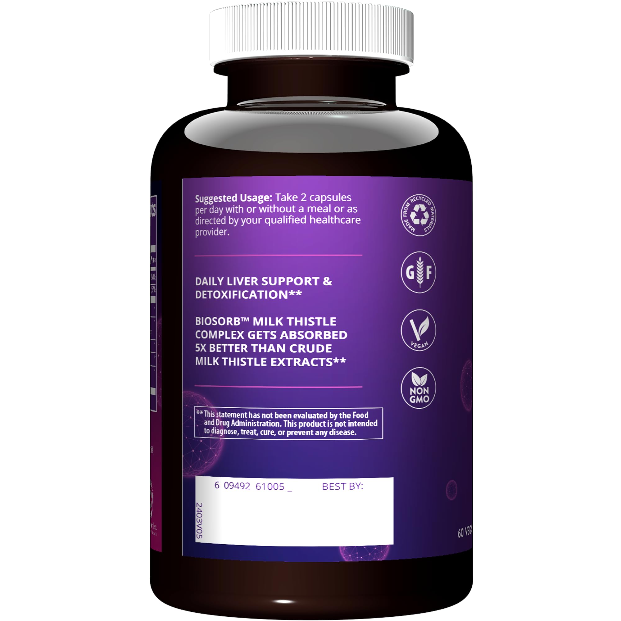 MRM Liver X capsules beside water for easy daily use.