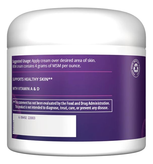 MRM MSM Cream highlights natural oils and aloe for skin nourishment