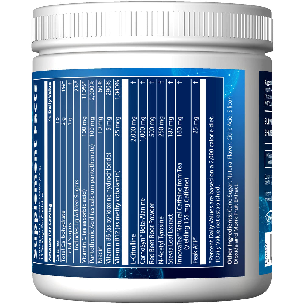 MRM scoop close-up showing precise dosing for consistent pre-workout fueling