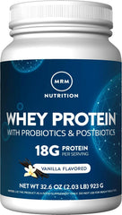 MRM Nutrition whey protein vanilla bottle emphasizes high absorption for workouts