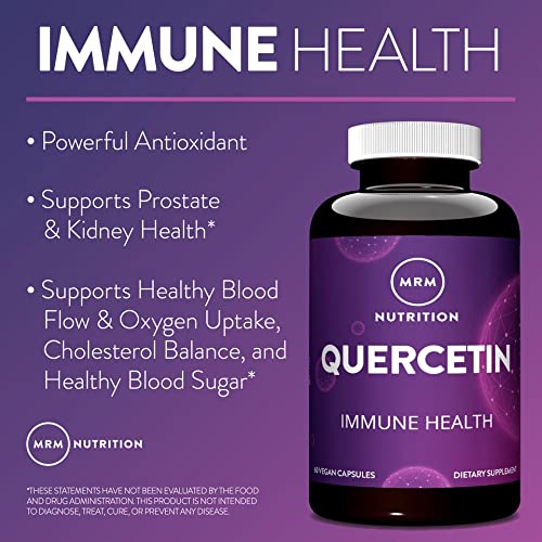 MRM Quercetin packaging indicates gluten-free vegan non-GMO