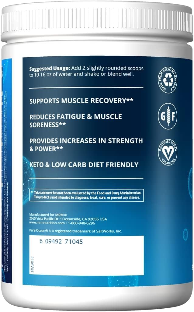 MRM Reload BCAA+G Island Fusion tub back features tropical flavor fueling training recovery.