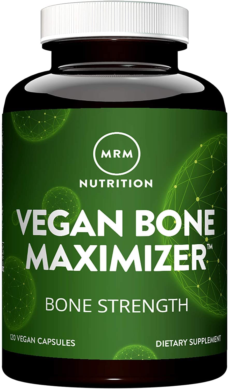 MRM Vegan Bone Maximizer bottle front showing vegan, gluten-free bone support formula.