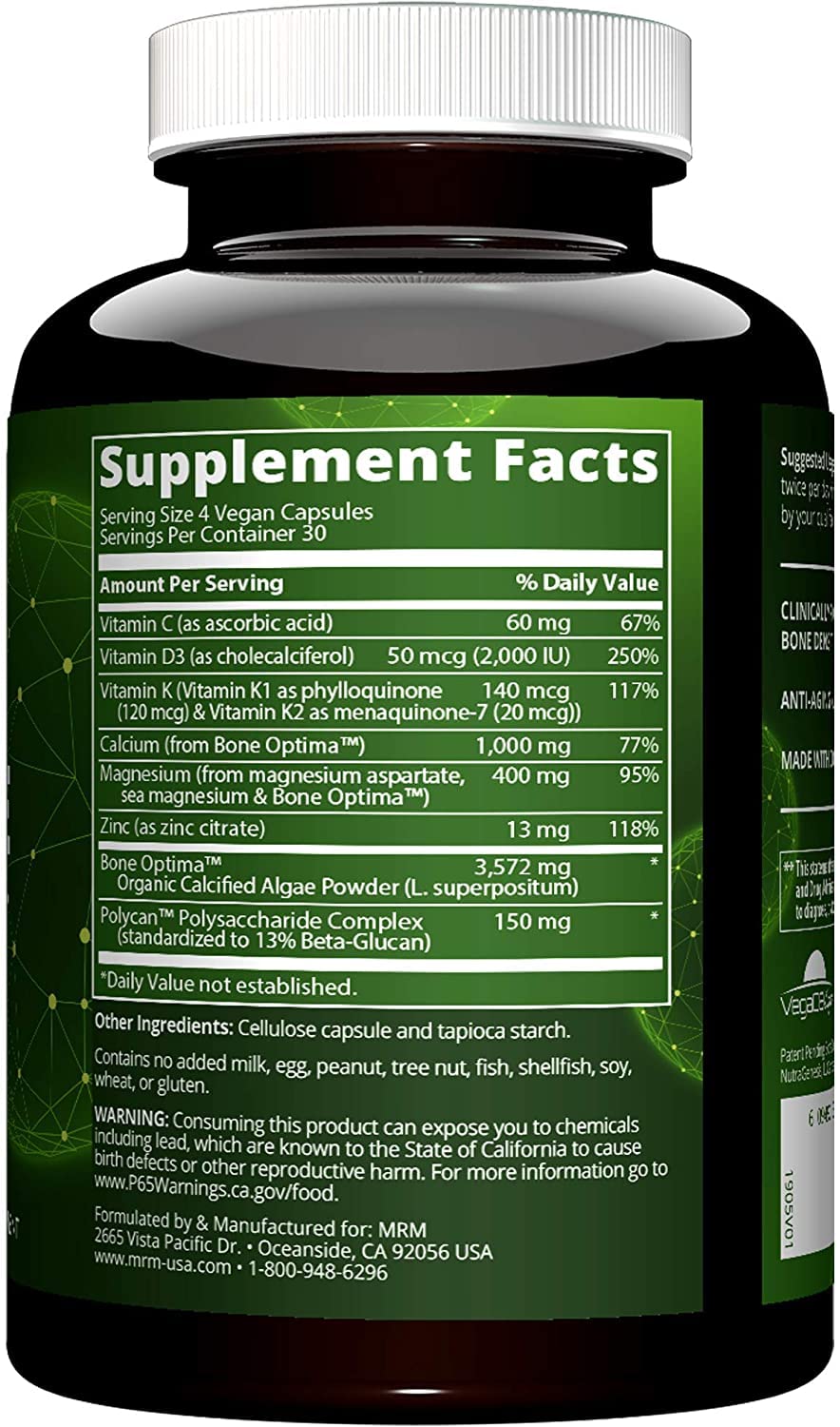 MRM Vegan Bone Maximizer capsules close-up for daily bone support.