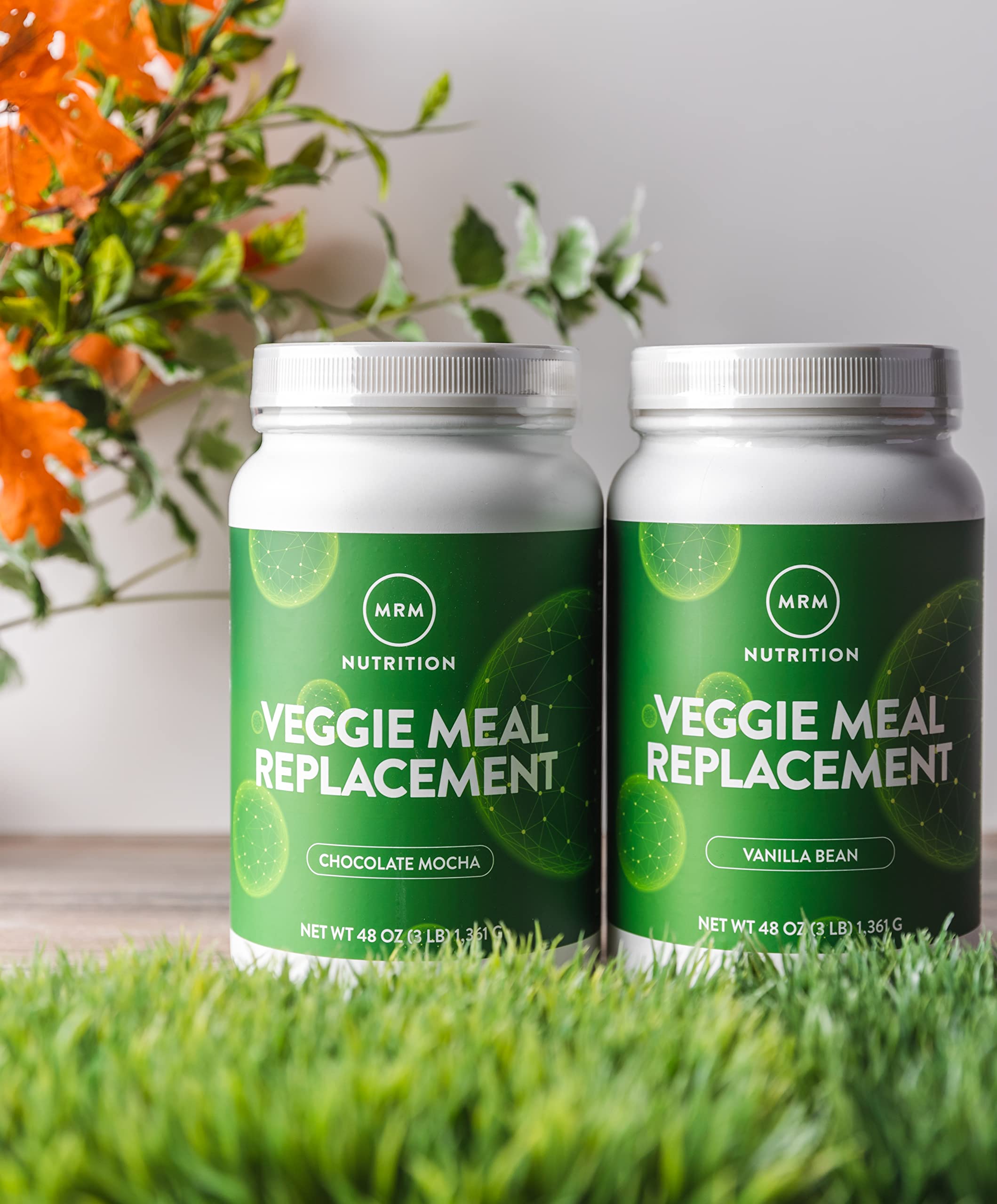 MRM Veggie Meal scoop measuring powder demonstrates precise serving for complete macros