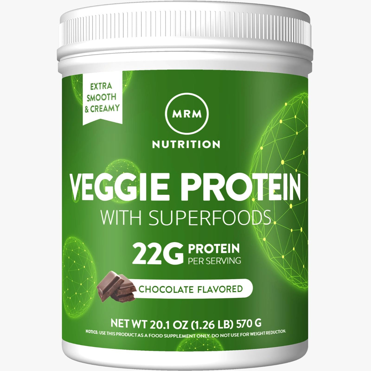 MRM Veggie Protein with Superfoods vanilla bottle front for vegan post-workout nutrition.